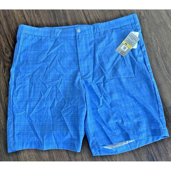 PGA TOUR Men's Shorts Flat Front Geometric Print Shorts Poseidon Blue Size 40 - Picture 3 of 9